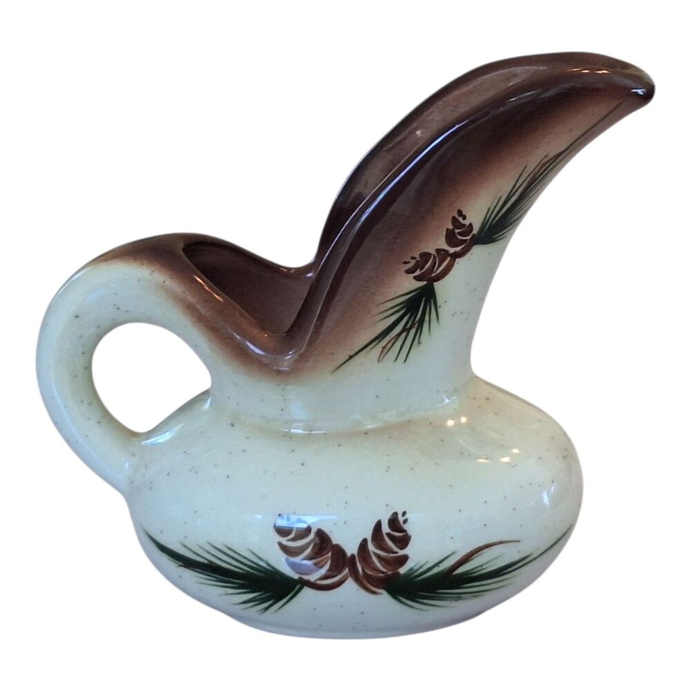 Vintage ROMCO Rocky Mountain Pottery Pinecone Glazed Creamer Colorado Brown